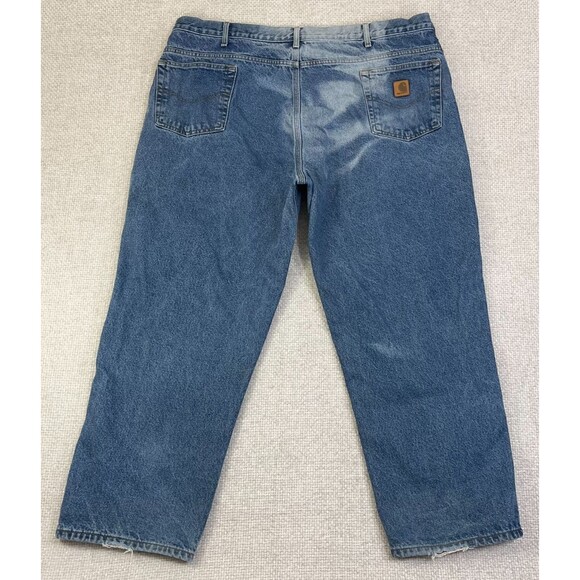 Carhartt Jeans Flannel Lined Men's 44x29 (Tag 46x30) Relaxed Fit B17-DST Blue - Picture 3 of 13